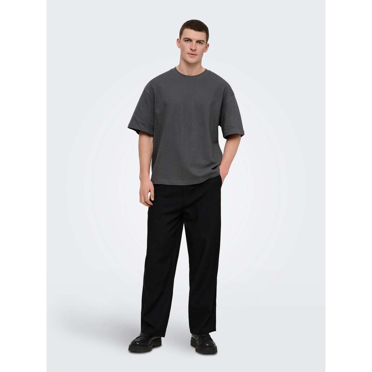 ONLY & SONS LENNY MEN΄S OVERSIZE FIT COTTON TEE 22036392 GREY PINSTRIPE 